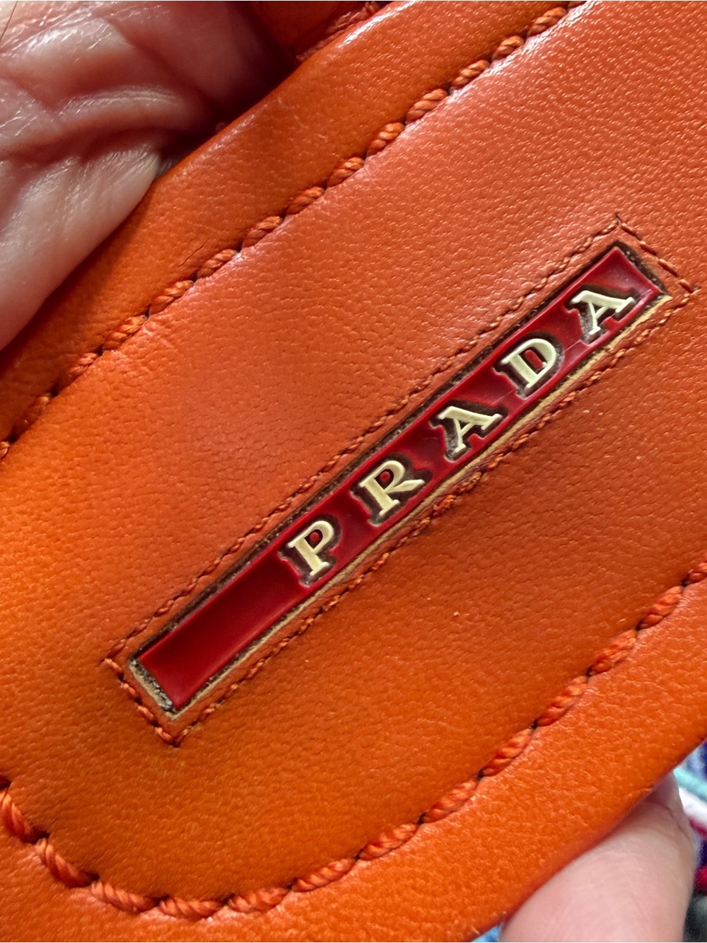 PRADA Triangle Logo Patent Leather Thong Sandals Arancio Orange-Red Size 41 US10 - Picture 4 of 16